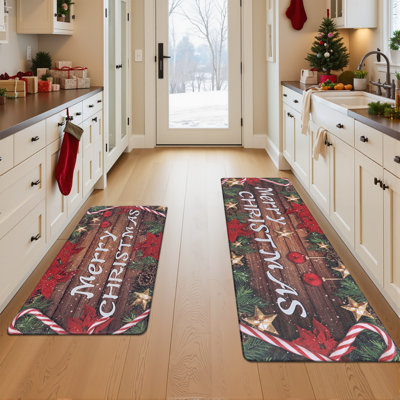 Dewarren Christmas Anti-Fatigue Non-Skid Kitchen Mat (Set of 2)