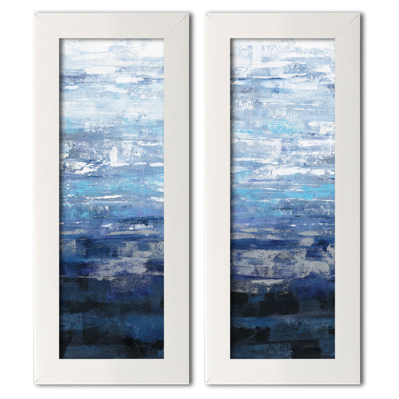 « islandais wave ii & iii », ensemble de 2 reproductions de peintures à l’acrylique, Papier avec cadre blanc