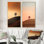 Automne coucher de soleil, abstraction, ensemble de 2 reproductions d'art sur toile
