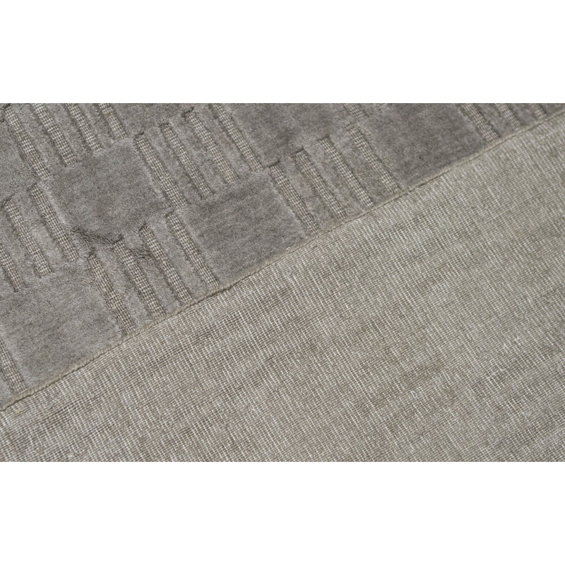 Wool Geometric Area Rug in Gray