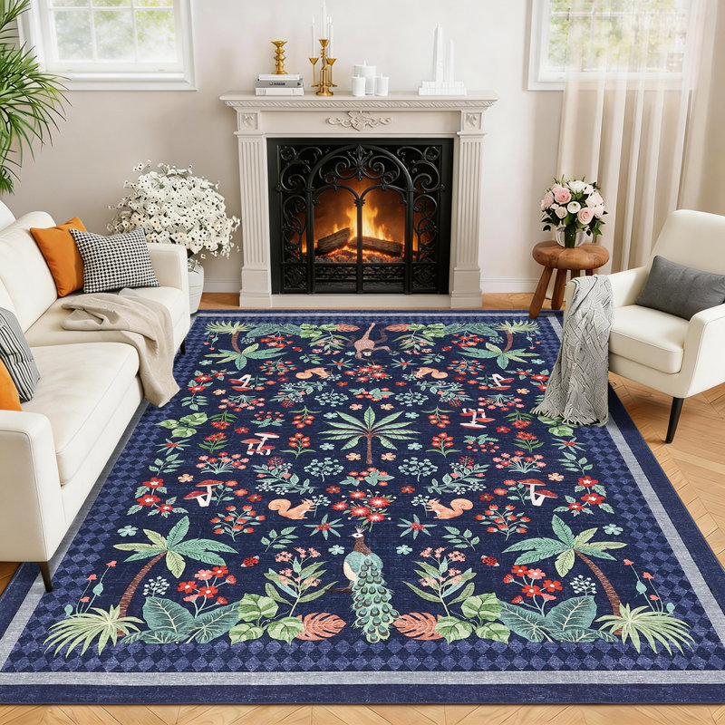 Tapis lavable 8 x 10 po, Bleu / Vert / Rouge, Rectangulaire 8 pi x 10 pi