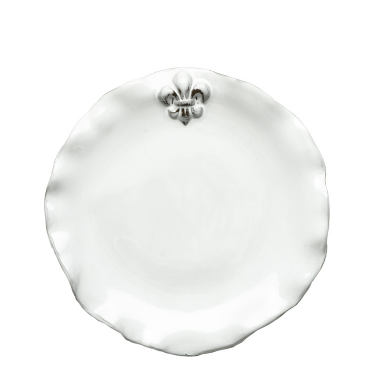 Fleur De Lis 8'' Handmade Ceramic Salad/Dessert Plate - Set of 4