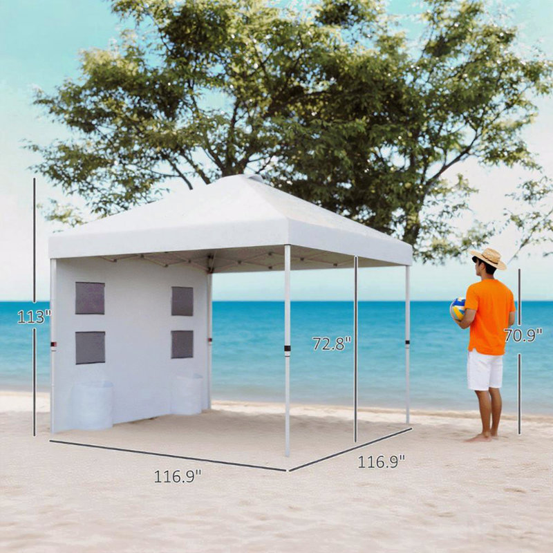 Tente de réception 10 pi x 10 pi avec parois latérales avec abri de soleil instantané à hauteur réglable et poches de rangement