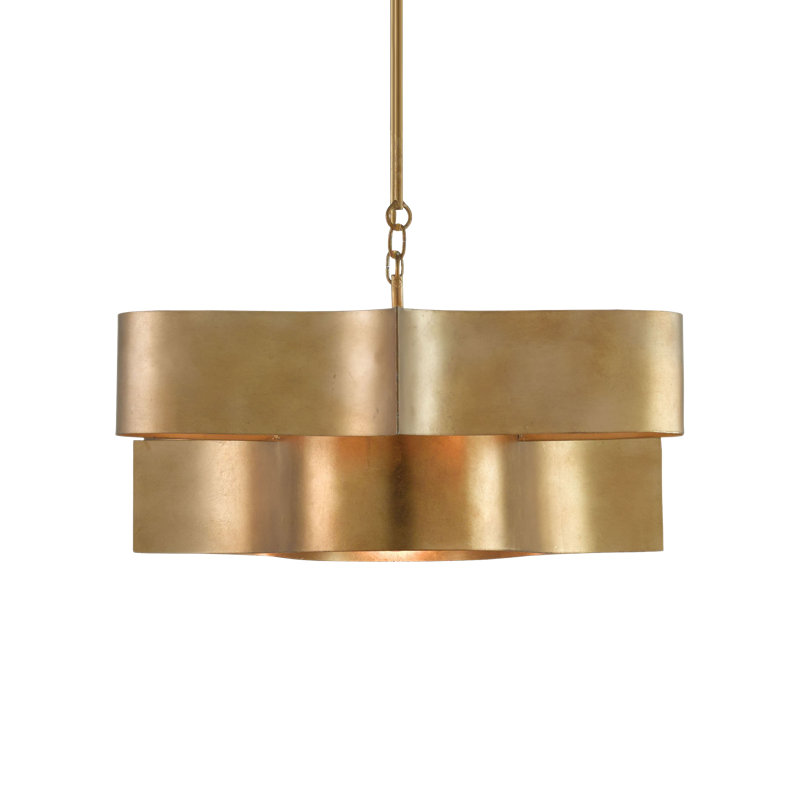 Grand Lotus 6 - Light Chandelier, Antique Gold Leaf