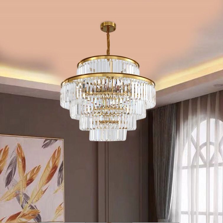 Modern Brass Crystal Gold Crystal Chandelier With E14 LED AC