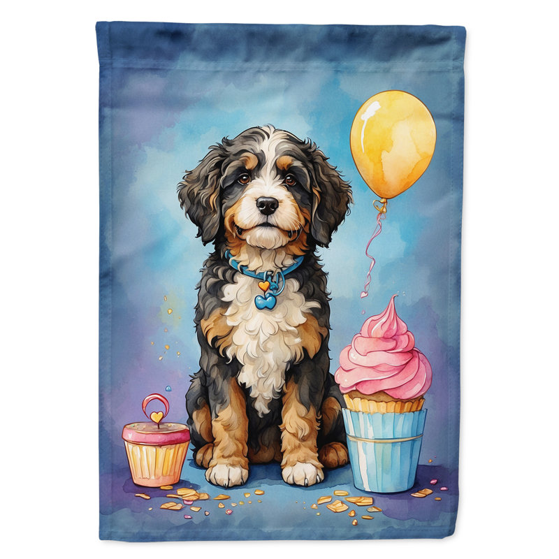 Drapeau «Happy Birthday House», Bernedoodle