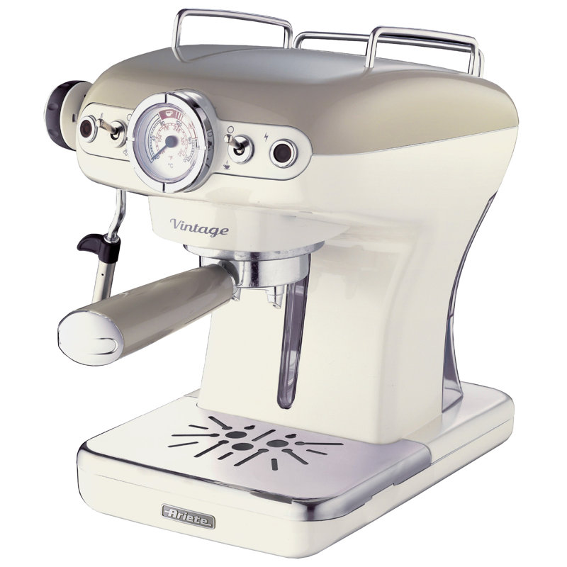 Ariete Vintage 1.7L Kettle with 2 Slice Toaster and 15 Bar Pump Espresso Coffee Machine Set, Cream