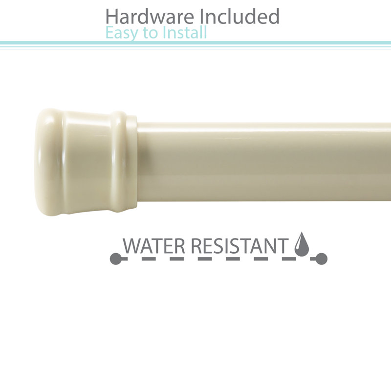 Beige Adjustable Tension Shower Curtain Rod 42-72 Inches