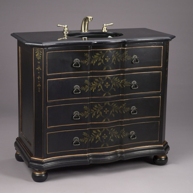Ensemble de meuble-lavabo de salle de bain simple floral 42 po