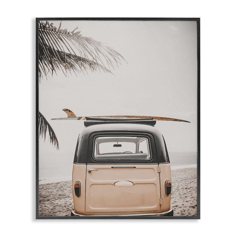  «Endless Summer Beach Van Giclee» par LSR Design Studio, H 20 po x l 16 po, Giclée encadrée noir minuit
