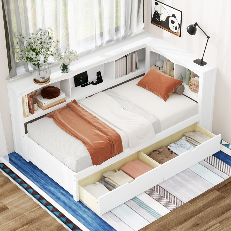 Daybed With Two Storage Drawers, White