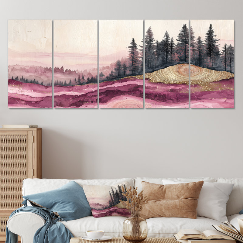 Ruby Crystal Lake Into The Pine Forest II - Lake Wall Decor - art mural maison de Lake Ho, H 28 po x l 60 po, 5
