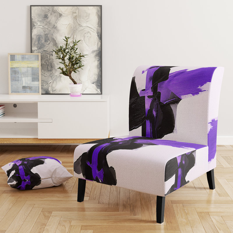 Fauteuil de chambre rembourré Geometric IV, Mauve / noir / blanc