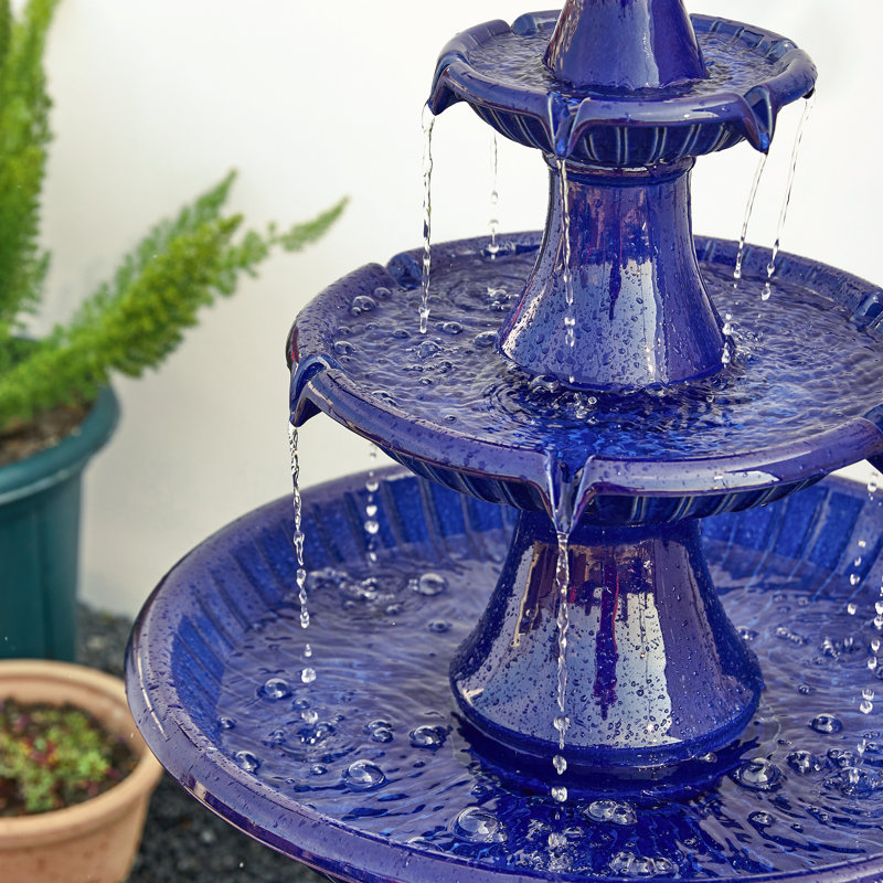 Fontaine en céramique avec lumière Abdulhakeem, Bleu violacé