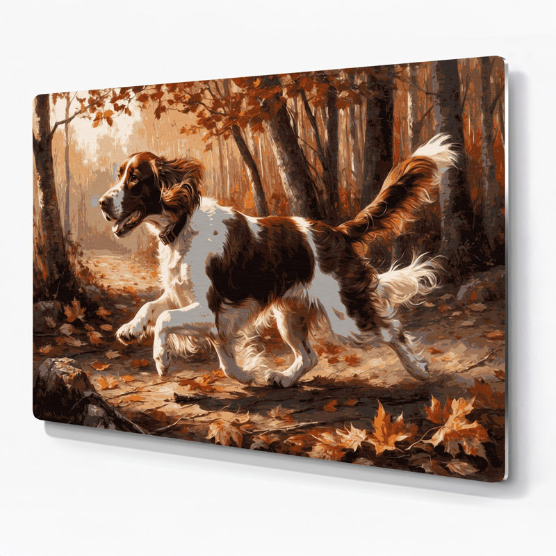 «Dogs Welsh Springer Spaniel», art mural en métal noir, H 24 po x l 36 po