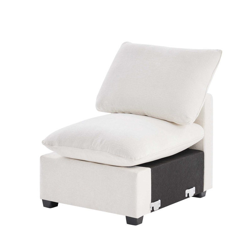 30*26" Single Seat Module for Modular Sectional Sofa,Deep Seat,Chenille,2 Colors, White