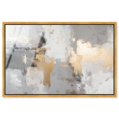 «Gilded Gray II», art mural en verre acrylique ultrabrillant encadré de luxe par Art Remedy, cadre doré, 36 x 24