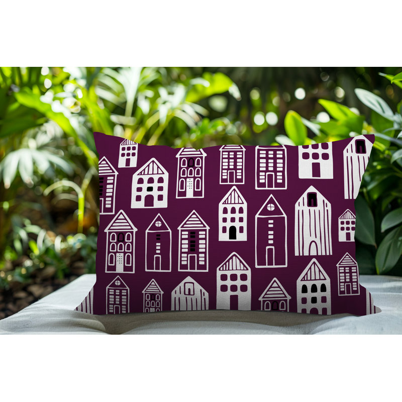 Oreiller rectangulaire réversible intérieur / extérieur Kito, Rectangle H 14 po x l 20 po, Mauve