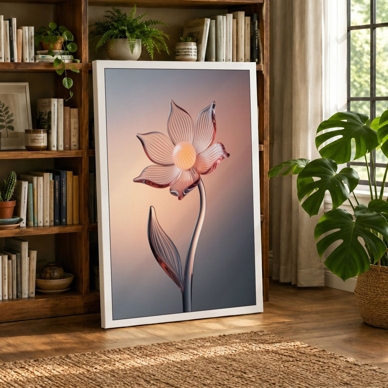 Luminous Lotus Botanical - Wrapped Canvas, 18x12 - 45.7 x 30.5 cm, Black Border
