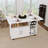 Multi-Functional Folding Table With Storage Shelves And Wheels, 47 Inch Foldable Dining Table For Small Spaces, Compact Desk For Kitchen, Dorm, Office(White)