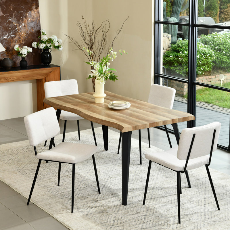 Chaise d'appoint de cuisine Christoline, Mélange de polyester beige, 4 pièces