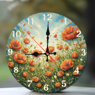 Horloge coquelicot avec feuilles tombantes