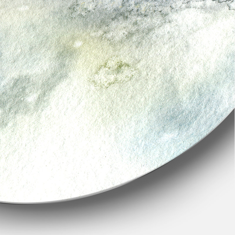 Hiver, paysage de montagne bleu foncé minimaliste - cercle moderne en métal, art mural, H 23 po x l 23 po x p 1 po
