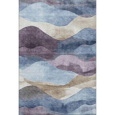Tapis lavable à la machine de qualité supérieure Pinkston Waves