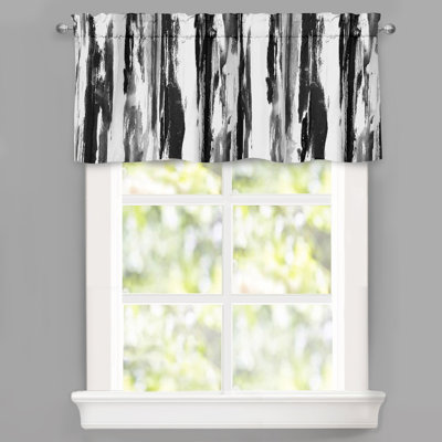 Cassville Abstract Paint Brush Watercolor Lined Thermal Insulated Blackout Window Curtain Valance Rod Pocket  Ink Stripe Pattern 2 Layers