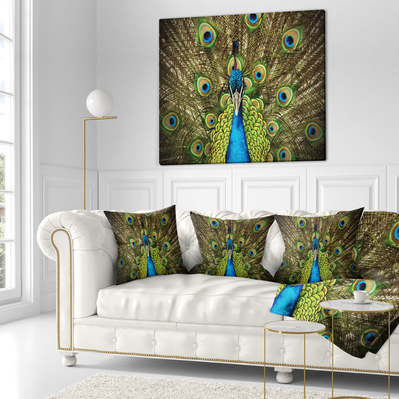Grand Peacock - Coussin décoratif imprimé animal, Rectangulaire, 12 po x 20 po