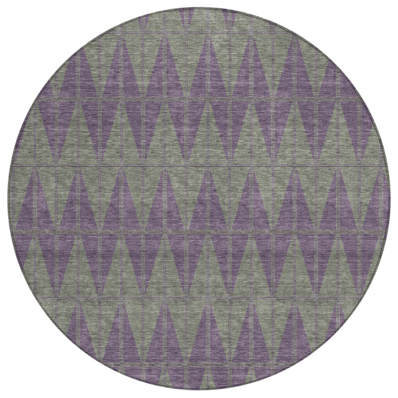 Machine Washable Indoor/Outdoor Chantille ACN2415 Geometric Rug, Round 8'