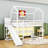 Twin Wood House Loft Bed With Slide, Storage Shelves And Light-40944852