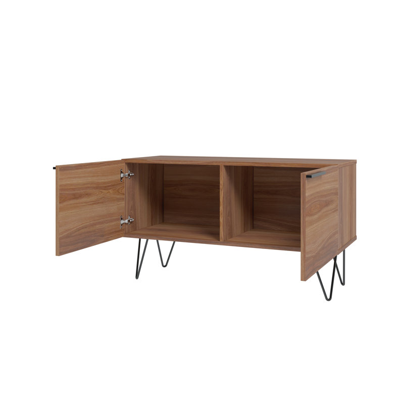 Beekman 35" Mid-Century Modern TV Stand with 2 Shelves for TVs up to 32" in Brown, Brown