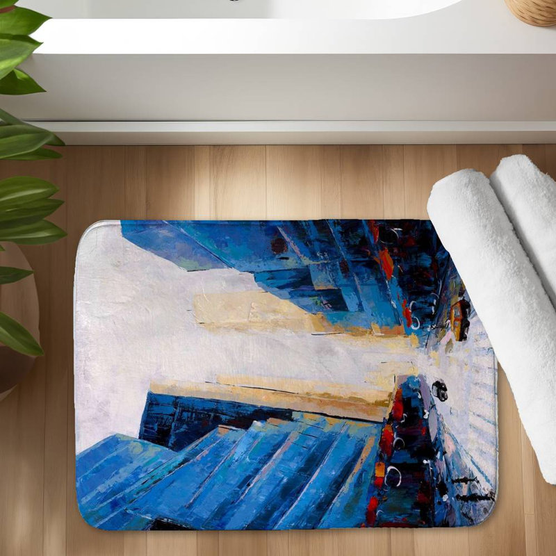 Eylul Microfiber Non-Slip Bath Mat, 17"W x 24"L