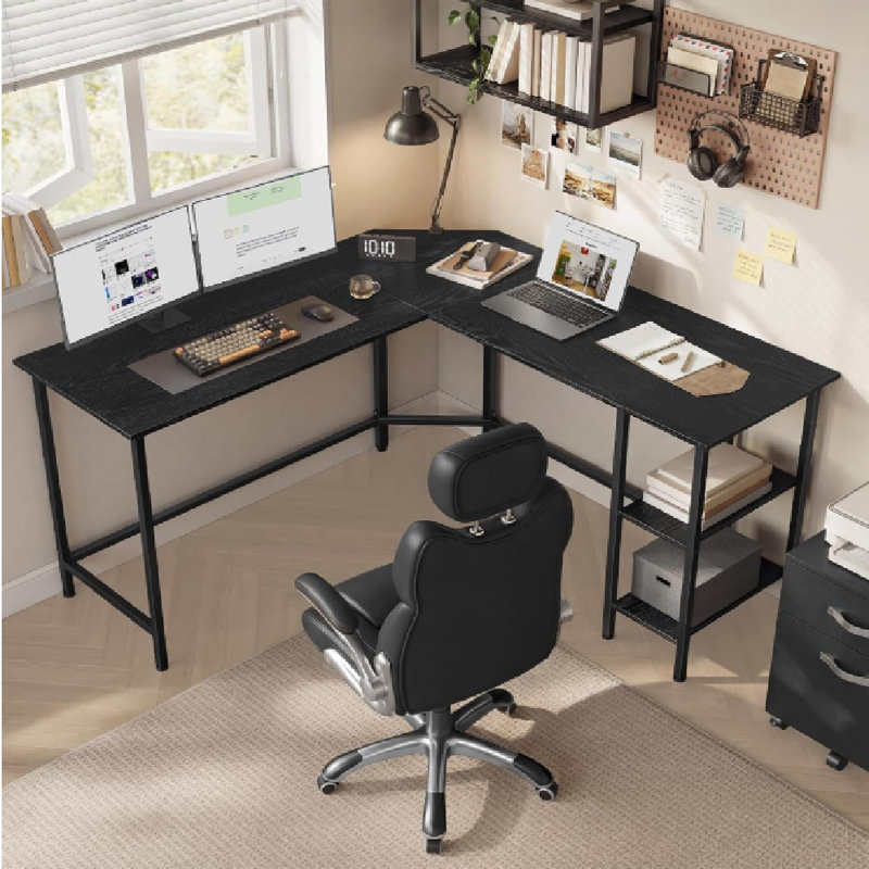 Vaillancourt L-Shape Desk, Rustic Brown