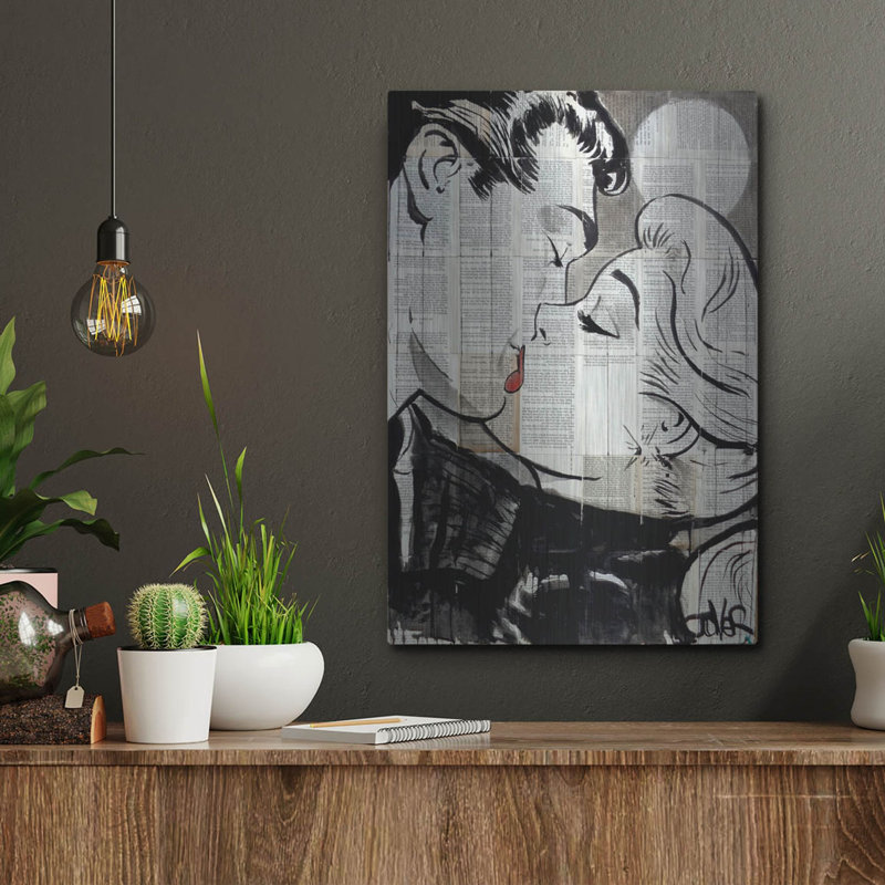 «Pop Kiss» par Loui Jover, art mural en métal, H 16 po x l 12 po
