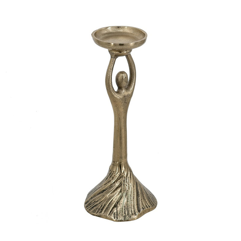 Porte-pilier en aluminium doré avec motif abstrait de dame, 1, H 9,5 po x l 4,5 po x P 4,5 po