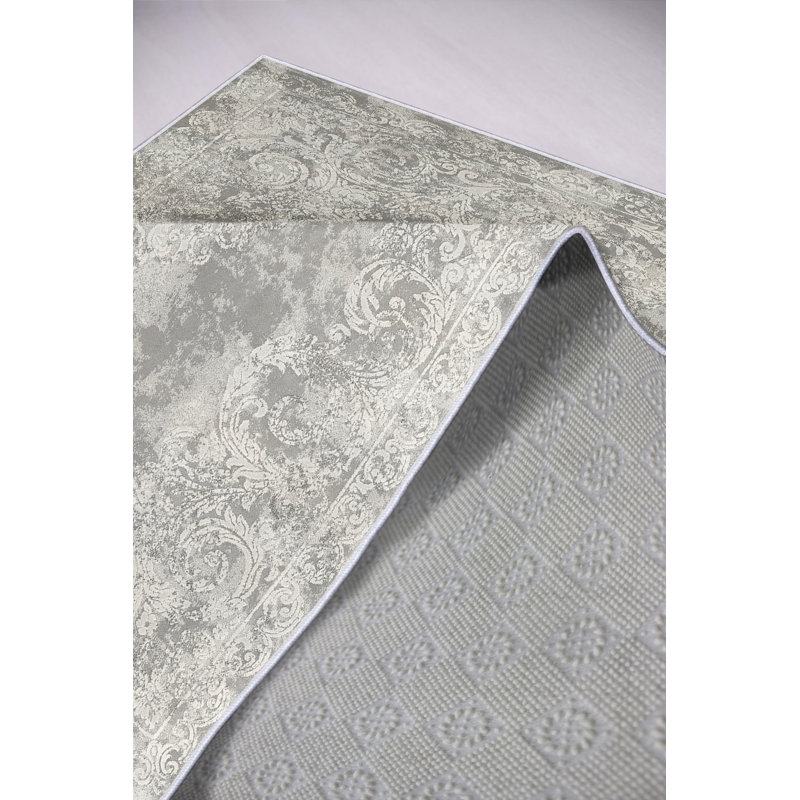 Eco-Friendly Area Rug, Grey, 5.9 x 9.2 Feet | 100% Polyester, 650 g/m², 0.2 in Pile Height | Antibacterial, Non-Slip PVC Dot Underside, Machine Washable, Perfect for Living Room & Bedroom Décor