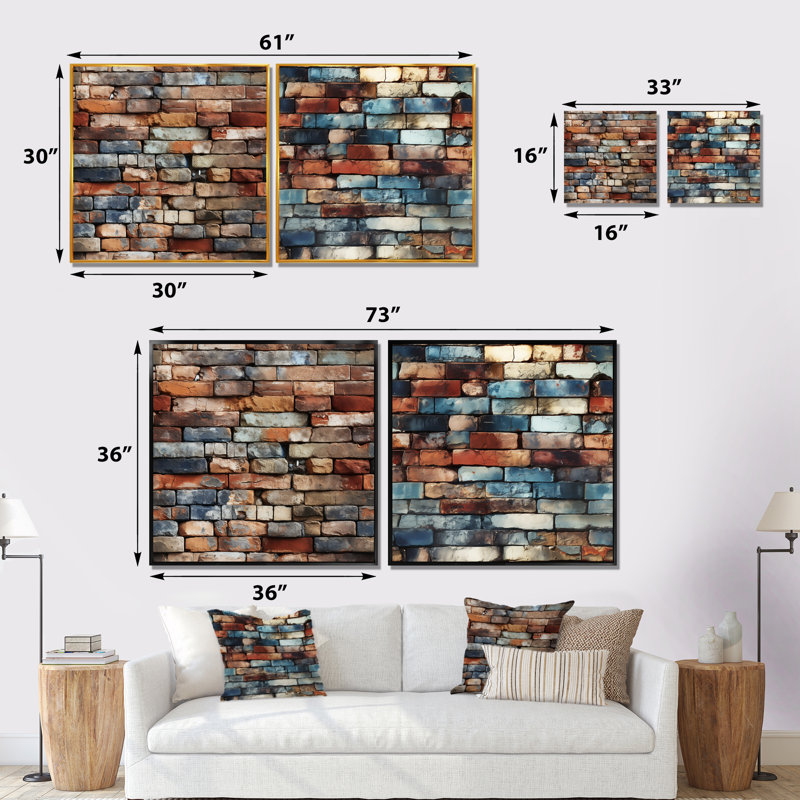 Shenoy - Ensemble de 2 reproductions d'art sur toile, H 30 po x l 61 po x P 1 po, Cadre noir