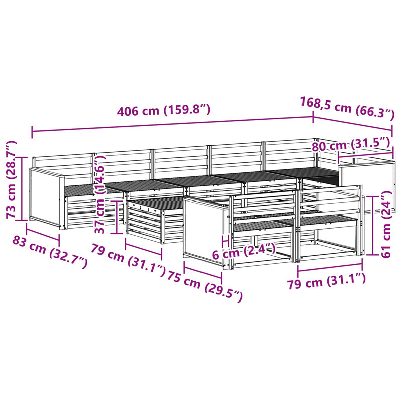 Outdoor Sofa Set 9 Pcs, Light Grey/Natural
