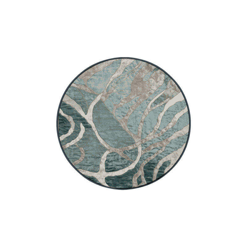 Tapis gris lavable à la machine, Rond 7 pi
