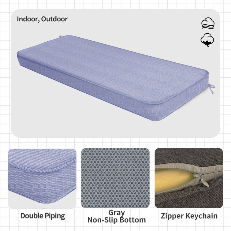 2'' H Customizable Bench Cushion For Indoor/Outdoor Furniture/Chair/Window Seat, Premium 75D High-Resilience Foam