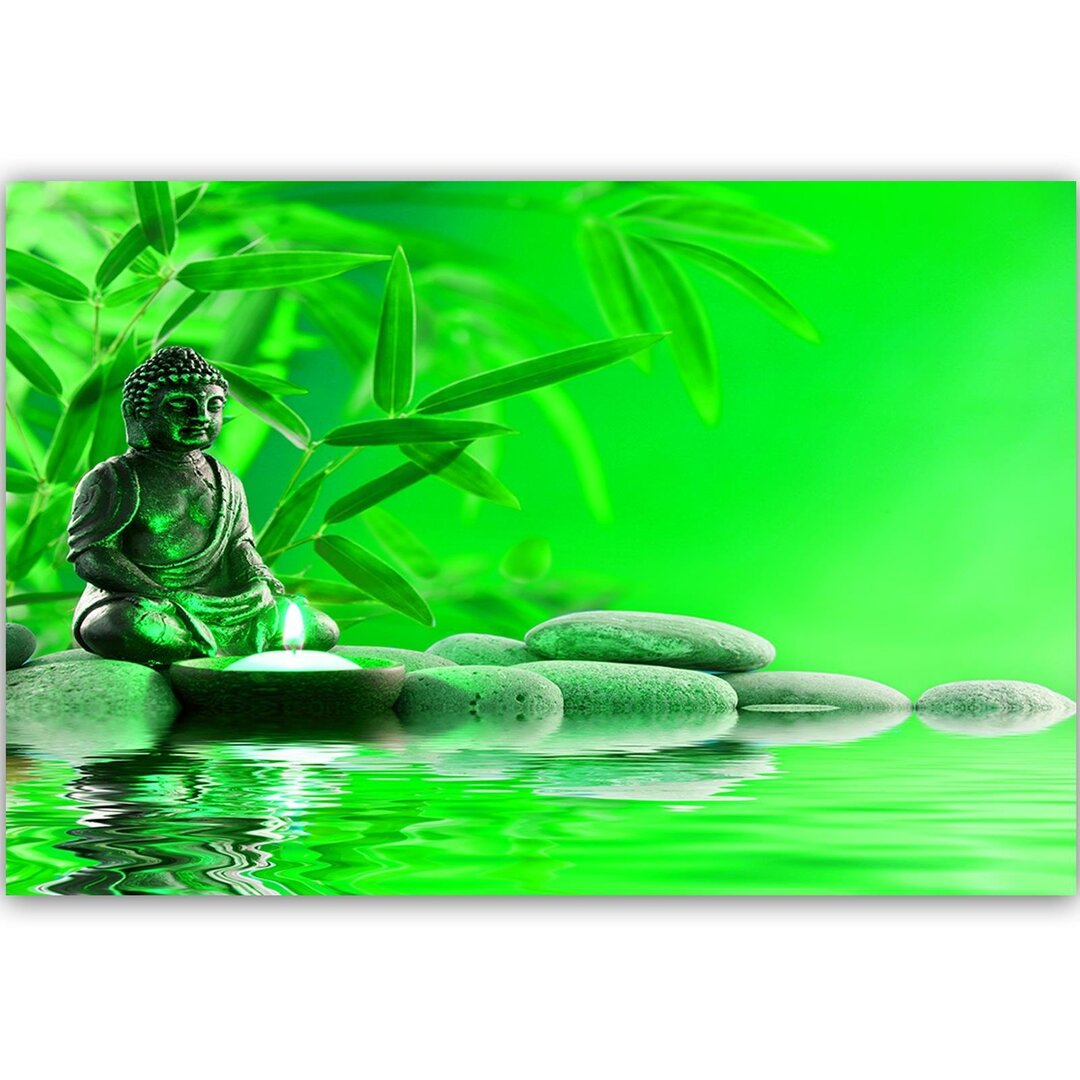 Leinwandbild Buddha, Wasser und Steine 2