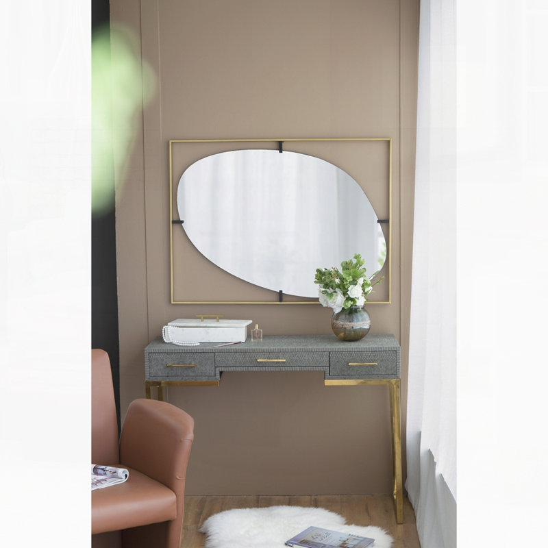 Miroir coquelicot 30x1x40 "avec cadre en métal doré