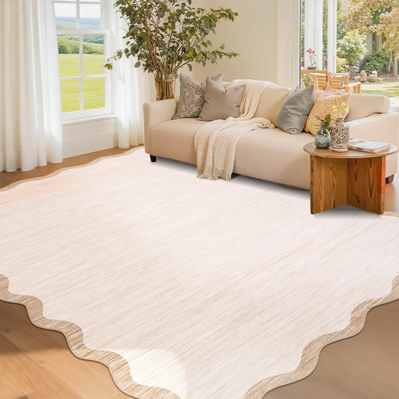 Abstract Machine Printed Area Rug, Rectangle 160 x 230 cm, Beige