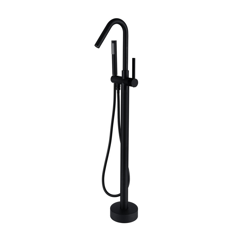 Robinet de baignoire autoportant noir mat avec douche à main - construction métallique 44,01 po Profondeur, 8,21 de largeur, 6,79 de hauteur pour le corps entier