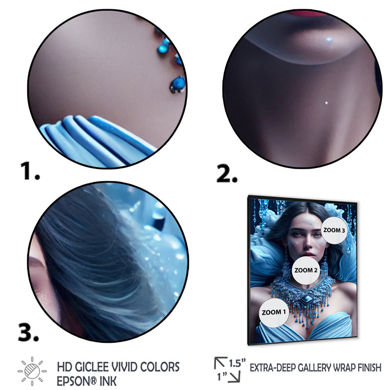 «Silver Ice and Blue Archangel I», impression sur toile, Cadre photo noir, H 20 po x l 12 po x P 1 po