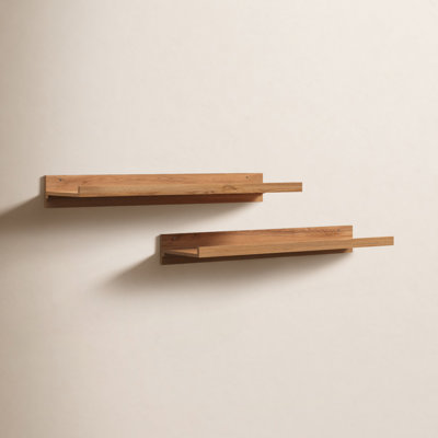 Calhern 2 Piece Pine Solid Wood Floating Shelf