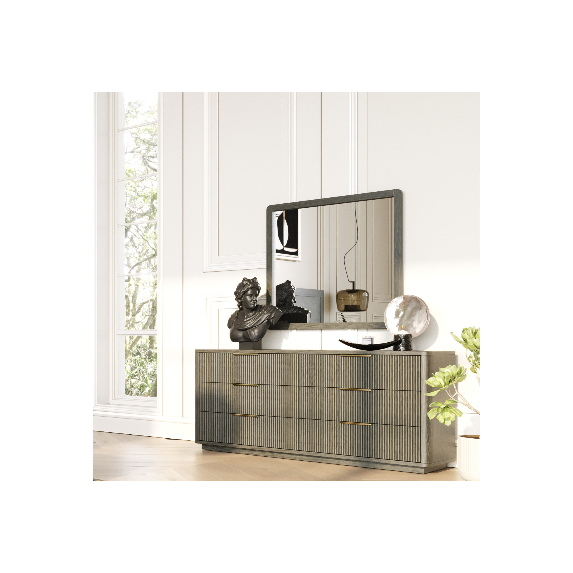 Akira 6 - Drawer Double Dresser, Gray Wash