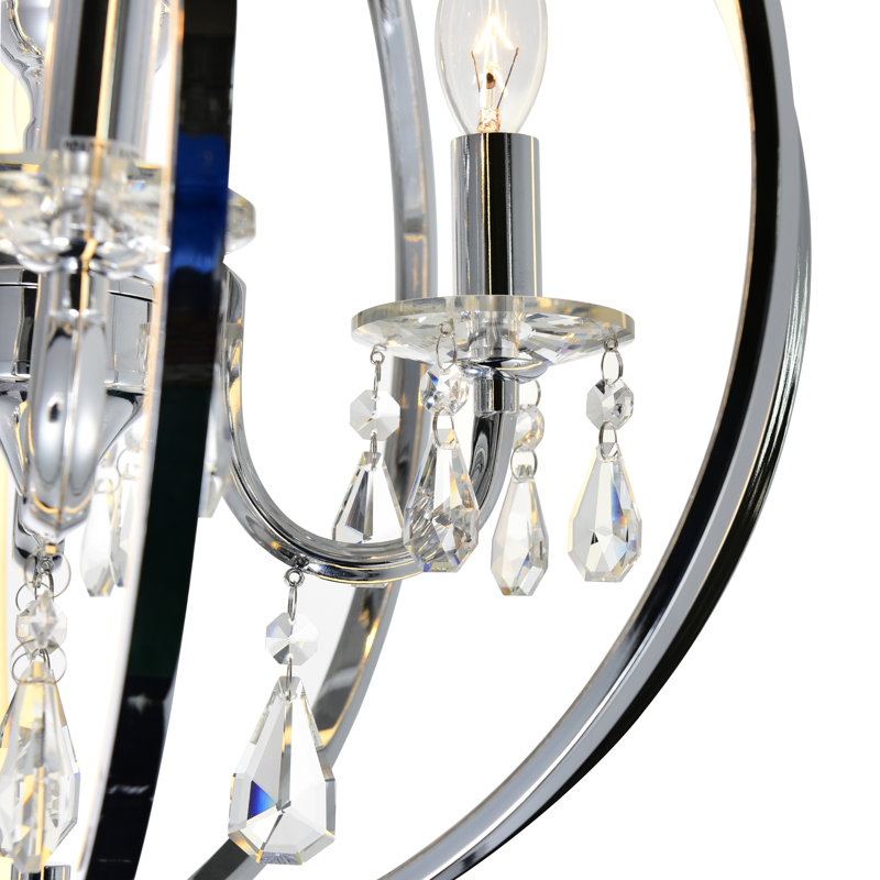 16'' Chrome Contemporary Chandelier for Foyer, Hallway, Bathroom – LED Compatible 4-Light with E12 Bulb Base